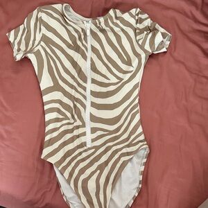MICHAEL Michael Kors Tan and White Zebra Print Women Swimsuit